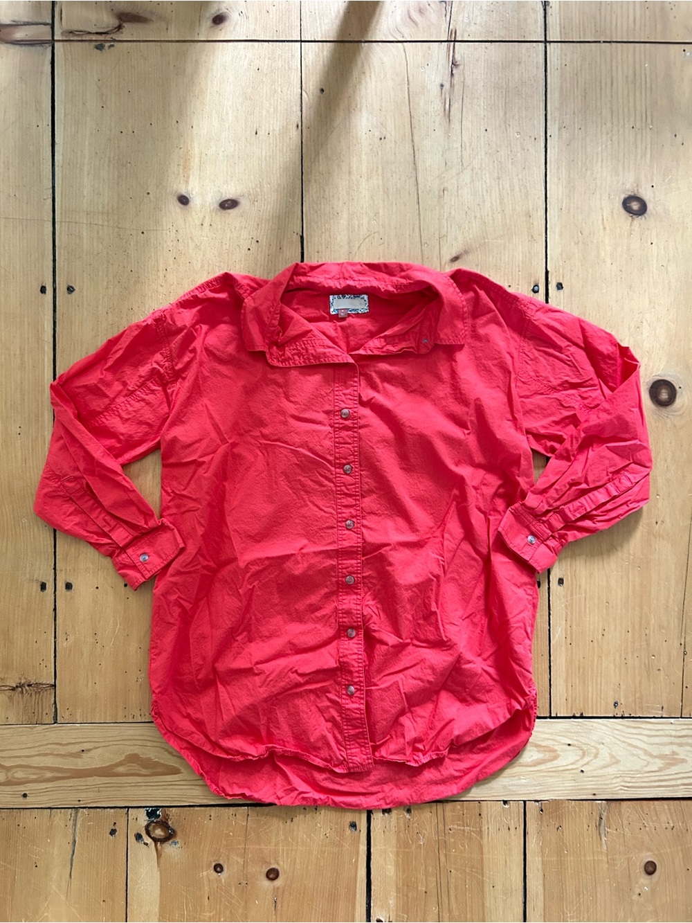 Anthropologie Pilcro Bright Red/ Orange Button-Up Shirt